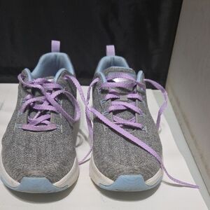 Women's Gray and Purple  Skechers Air Cooled Memory Foam Air Fit Sneakers